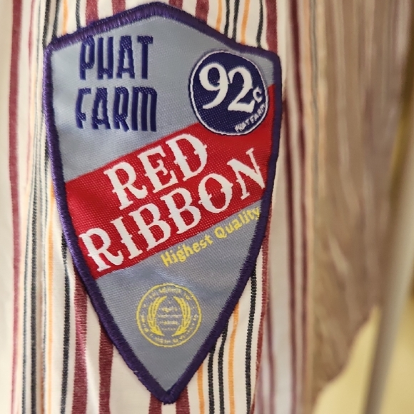 4XL Phat Farm Red and White Striped Button Down Shirt - Picture 5 of 8
